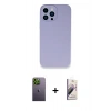 MARSİLYAN™- iPhone 13 Pro Max Kılıf Zirve Modern Özel Seri - Siyah Bilvis 3D Mat Cam Ekran Koruyucu + Neon Fosforlu Kamera Lens - YL