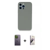 MARSİLYAN™- iPhone 13 Pro Max Kılıf Zirve Modern Özel Seri - Siyah Bilvis 3D Mat Cam Ekran Koruyucu + Neon Fosforlu Kamera Lens - YL