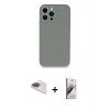 MARSİLYAN™- iPhone 13 Pro Max Kılıf Zirve Modern Özel Seri - Siyah Bilvis 3D Mat Cam Ekran Koruyucu + Pers Alüminyum Kamera Lens - GI