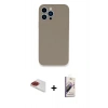 MARSİLYAN™- iPhone 13 Pro Max Kılıf Zirve Modern Özel Seri - Siyah Bilvis 3D Mat Cam Ekran Koruyucu + Pers Alüminyum Kamera Lens - KI