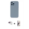 MARSİLYAN™- iPhone 13 Pro Max Kılıf Zirve Modern Özel Seri - Siyah Bilvis 3D Mat Cam Ekran Koruyucu + Pers Alüminyum Kamera Lens - GI