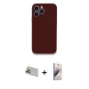 MARSİLYAN™- iPhone 13 Pro Max Kılıf Zirve Modern Özel Seri - Siyah Bilvis 3D Mat Cam Ekran Koruyucu + Rainbow Kamera Lens Koruma Cam - REGD