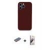MARSİLYAN™- iPhone 13 Pro Max Kılıf Zirve Modern Özel Seri - Siyah Bilvis 3D Mat Cam Ekran Koruyucu + Renkli Kamera Lens Koruma Cam - TU