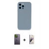 MARSİLYAN™- iPhone 13 Pro Max Kılıf Zirve Modern Özel Seri - Siyah Bilvis 3D Mat Cam Ekran Koruyucu + Yeşil Neon Fosforlu Kamera Lens