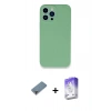 MARSİLYAN™- iPhone 13 Pro Max Kılıf Zirve Modern Özel Seri - Siyah Bilvis 5in1 3D Magic Cam Ekran Koruyucu + Mor Metal Kamera Lens Koruma Cam