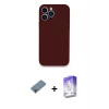 MARSİLYAN™- iPhone 13 Pro Max Kılıf Zirve Modern Özel Seri - Siyah Bilvis 5in1 3D Magic Cam Ekran Koruyucu + Mor Metal Kamera Lens Koruma Cam