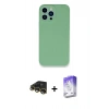 MARSİLYAN™- iPhone 13 Pro Max Kılıf Zirve Modern Özel Seri - Siyah Bilvis 5in1 3D Magic Cam Ekran Koruyucu + Gold Raze Metal Kamera Lens
