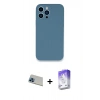 MARSİLYAN™- iPhone 13 Pro Max Kılıf Zirve Modern Özel Seri - Siyah Bilvis 5in1 3D Magic Cam Ekran Koruyucu + Mavi Rainbow Kamera Lens Koruma Cam