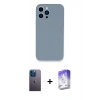 MARSİLYAN™- iPhone 13 Pro Max Kılıf Zirve Modern Özel Seri - Siyah Bilvis 5in1 3D Magic Cam Ekran Koruyucu + Neon Fosforlu Kamera Lens - MI