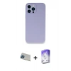 MARSİLYAN™- iPhone 13 Pro Max Kılıf Zirve Modern Özel Seri - Siyah Bilvis 5in1 3D Magic Cam Ekran Koruyucu + Mavi Rainbow Kamera Lens Koruma Cam
