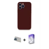 MARSİLYAN™- iPhone 13 Pro Max Kılıf Zirve Modern Özel Seri - Siyah Bilvis 5in1 3D Magic Cam Ekran Koruyucu + Mavi Rainbow Kamera Lens Koruma Cam
