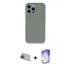 MARSİLYAN™- iPhone 13 Pro Max Kılıf Zirve Modern Özel Seri - Siyah Bilvis 5in1 3D Magic Cam Ekran Koruyucu + Mavi Rainbow Kamera Lens Koruma Cam