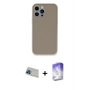 MARSİLYAN™- iPhone 13 Pro Max Kılıf Zirve Modern Özel Seri - Siyah Bilvis 5in1 3D Magic Cam Ekran Koruyucu + Mavi Rainbow Kamera Lens Koruma Cam