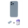 MARSİLYAN™- iPhone 13 Pro Max Kılıf Zirve Modern Özel Seri - Siyah Bilvis 5in1 3D Magic Cam Ekran Koruyucu + Mavi Shine Kamera Lens Koruma Cam
