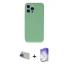 MARSİLYAN™- iPhone 13 Pro Max Kılıf Zirve Modern Özel Seri - Siyah Bilvis 5in1 3D Magic Cam Ekran Koruyucu + Mavi Rainbow Kamera Lens Koruma Cam
