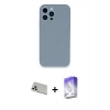 MARSİLYAN™- iPhone 13 Pro Max Kılıf Zirve Modern Özel Seri - Siyah Bilvis 5in1 3D Magic Cam Ekran Koruyucu + Rainbow Kamera Lens Koruma Cam - BZ