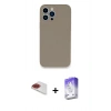 MARSİLYAN™- iPhone 13 Pro Max Kılıf Zirve Modern Özel Seri - Siyah Bilvis 5in1 3D Magic Cam Ekran Koruyucu + Kırmızı Pers Alüminyum Kamera Lens