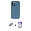 MARSİLYAN™- iPhone 13 Pro Max Kılıf Zirve Modern Özel Seri - Siyah Bilvis 5in1 3D Magic Cam Ekran Koruyucu + Mor Metal Kamera Lens Koruma Cam
