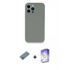 MARSİLYAN™- iPhone 13 Pro Max Kılıf Zirve Modern Özel Seri - Siyah Bilvis 5in1 3D Magic Cam Ekran Koruyucu + Mor Metal Kamera Lens Koruma Cam