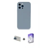 MARSİLYAN™- iPhone 13 Pro Max Kılıf Zirve Modern Özel Seri - Siyah Bilvis 5in1 3D Magic Cam Ekran Koruyucu + Mavi Rainbow Kamera Lens Koruma Cam