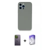 MARSİLYAN™- iPhone 13 Pro Max Kılıf Zirve Modern Özel Seri - Siyah Bilvis 5in1 3D Magic Cam Ekran Koruyucu + Neon Fosforlu Kamera Lens - YL