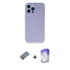 MARSİLYAN™- iPhone 13 Pro Max Kılıf Zirve Modern Özel Seri - Siyah Bilvis 5in1 3D Magic Cam Ekran Koruyucu + Mor Metal Kamera Lens Koruma Cam
