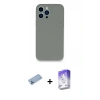 MARSİLYAN™- iPhone 13 Pro Max Kılıf Zirve Modern Özel Seri - Siyah Bilvis 5in1 3D Magic Cam Ekran Koruyucu + Mavi Shine Kamera Lens Koruma Cam