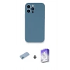 MARSİLYAN™- iPhone 13 Pro Max Kılıf Zirve Modern Özel Seri - Siyah Bilvis 5in1 3D Magic Cam Ekran Koruyucu + Mavi Shine Kamera Lens Koruma Cam