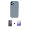MARSİLYAN™- iPhone 13 Pro Max Kılıf Zirve Modern Özel Seri - Siyah Bilvis 5in1 5D Magic Hayalet Cam Ekran Koruyucu + Neon Fosforlu Kamera Lens - BZ