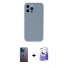 MARSİLYAN™- iPhone 13 Pro Max Kılıf Zirve Modern Özel Seri - Siyah Bilvis 5in1 5D Magic Hayalet Cam Ekran Koruyucu + Neon Fosforlu Kamera Lens - MI