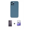 MARSİLYAN™- iPhone 13 Pro Max Kılıf Zirve Modern Özel Seri - Siyah Bilvis 5in1 5D Magic Hayalet Cam Ekran Koruyucu + Neon Fosforlu Kamera Lens - BZ