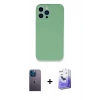 MARSİLYAN™- iPhone 13 Pro Max Kılıf Zirve Modern Özel Seri - Siyah Bilvis 5in1 5D Magic Hayalet Cam Ekran Koruyucu + Neon Fosforlu Kamera Lens - MI