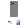 MARSİLYAN™- iPhone 13 Pro Max Kılıf Zirve Modern Özel Seri - Siyah Bilvis 5in1 5D Magic Hayalet Cam Ekran Koruyucu + Pers Alüminyum Kamera Lens - SABE