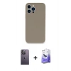 MARSİLYAN™- iPhone 13 Pro Max Kılıf Zirve Modern Özel Seri - Siyah Bilvis 5in1 5D Magic Hayalet Cam Ekran Koruyucu + Neon Fosforlu Kamera Lens - BZ