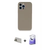 MARSİLYAN™- iPhone 13 Pro Max Kılıf Zirve Modern Özel Seri - Siyah Bilvis 5in1 5D Magic Hayalet Cam Ekran Koruyucu + Rose Gold Rainbow Kamera Lens Koruma Cam