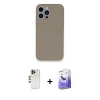 MARSİLYAN™- iPhone 13 Pro Max Kılıf Zirve Modern Özel Seri - Siyah Bilvis 5in1 5D Magic Hayalet Cam Ekran Koruyucu + Shine Kamera Lens - GD