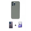 MARSİLYAN™- iPhone 13 Pro Max Kılıf Zirve Modern Özel Seri - Siyah Bilvis 5in1 5D Magic Hayalet Cam Ekran Koruyucu + Neon Fosforlu Kamera Lens - MI