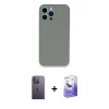 MARSİLYAN™- iPhone 13 Pro Max Kılıf Zirve Modern Özel Seri - Siyah Bilvis 5in1 5D Magic Hayalet Cam Ekran Koruyucu + Neon Fosforlu Kamera Lens - BZ