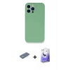 MARSİLYAN™- iPhone 13 Pro Max Kılıf Zirve Modern Özel Seri - Siyah Bilvis 5in1 5D Magic Hayalet Cam Ekran Koruyucu + Renkli Kamera Lens Koruma Cam - YL
