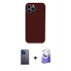 MARSİLYAN™- iPhone 13 Pro Max Kılıf Zirve Modern Özel Seri - Siyah Bilvis 5in1 5D Magic Hayalet Cam Ekran Koruyucu + Neon Fosforlu Kamera Lens - MI
