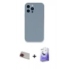 MARSİLYAN™- iPhone 13 Pro Max Kılıf Zirve Modern Özel Seri - Siyah Bilvis 5in1 5D Magic Hayalet Cam Ekran Koruyucu + Kırmızı Rainbow Kamera Lens Koruma Cam