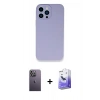 MARSİLYAN™- iPhone 13 Pro Max Kılıf Zirve Modern Özel Seri - Siyah Bilvis 5in1 5D Magic Hayalet Cam Ekran Koruyucu + Neon Fosforlu Kamera Lens - BZ