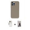 MARSİLYAN™- iPhone 13 Pro Max Kılıf Zirve Modern Özel Seri - Siyah Bilvis Hayalet Cam Ekran Koruyucu + Shine Kamera Lens - GD