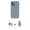 MARSİLYAN™- iPhone 13 Pro Max Kılıf Zirve Modern Özel Seri - Siyah Bilvis Hayalet Cam Ekran Koruyucu + Kırmızı Rainbow Kamera Lens Koruma Cam