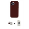 MARSİLYAN™- iPhone 13 Pro Max Kılıf Zirve Modern Özel Seri - Siyah Bilvis Hayalet Cam Ekran Koruyucu + Kırmızı Rainbow Kamera Lens Koruma Cam