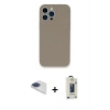MARSİLYAN™- iPhone 13 Pro Max Kılıf Zirve Modern Özel Seri - Siyah Bilvis Hayalet Cam Ekran Koruyucu + Pers Alüminyum Kamera Lens - LT