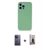 MARSİLYAN™- iPhone 13 Pro Max Kılıf Zirve Modern Özel Seri - Siyah Bilvis Hayalet Cam Ekran Koruyucu + Neon Fosforlu Kamera Lens - MI