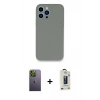 MARSİLYAN™- iPhone 13 Pro Max Kılıf Zirve Modern Özel Seri - Siyah Bilvis Hayalet Cam Ekran Koruyucu + Neon Fosforlu Kamera Lens - YL
