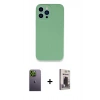 MARSİLYAN™- iPhone 13 Pro Max Kılıf Zirve Modern Özel Seri - Siyah Bilvis Hayalet Cam Ekran Koruyucu + Neon Fosforlu Kamera Lens - YL