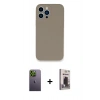 MARSİLYAN™- iPhone 13 Pro Max Kılıf Zirve Modern Özel Seri - Siyah Bilvis Hayalet Cam Ekran Koruyucu + Neon Fosforlu Kamera Lens - YL